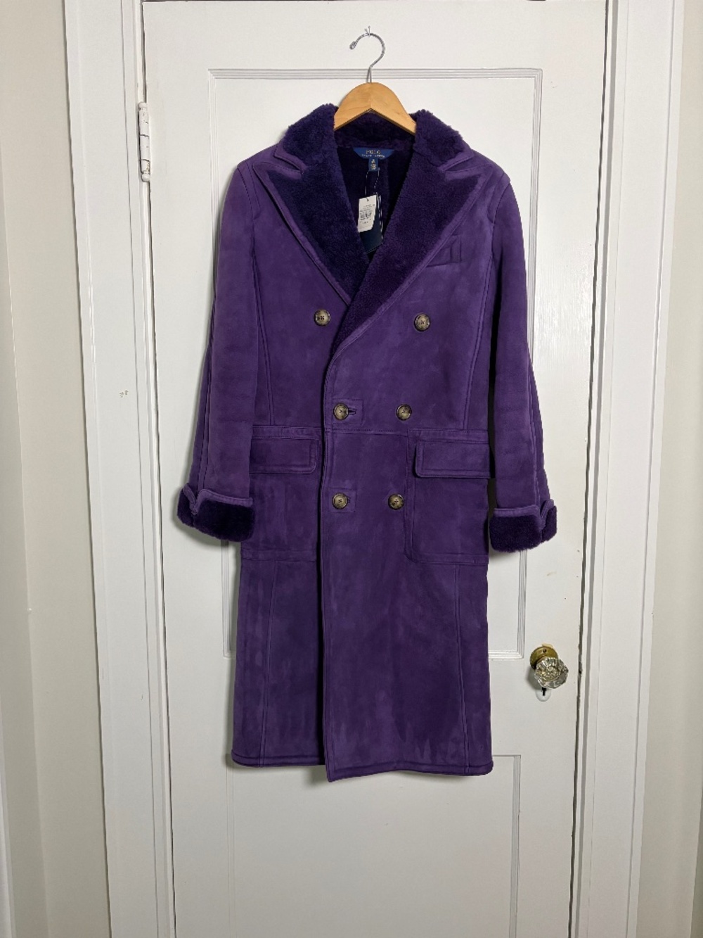 Polo Ralph Lauren Violet Merino Shearling Suede Coat XS NWT $2,998 *see note*